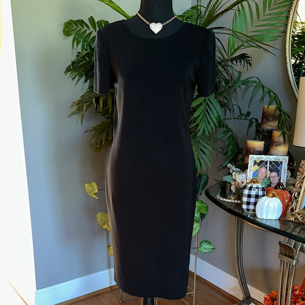 Ming Wang Elegant Black Midi Dress NWOT